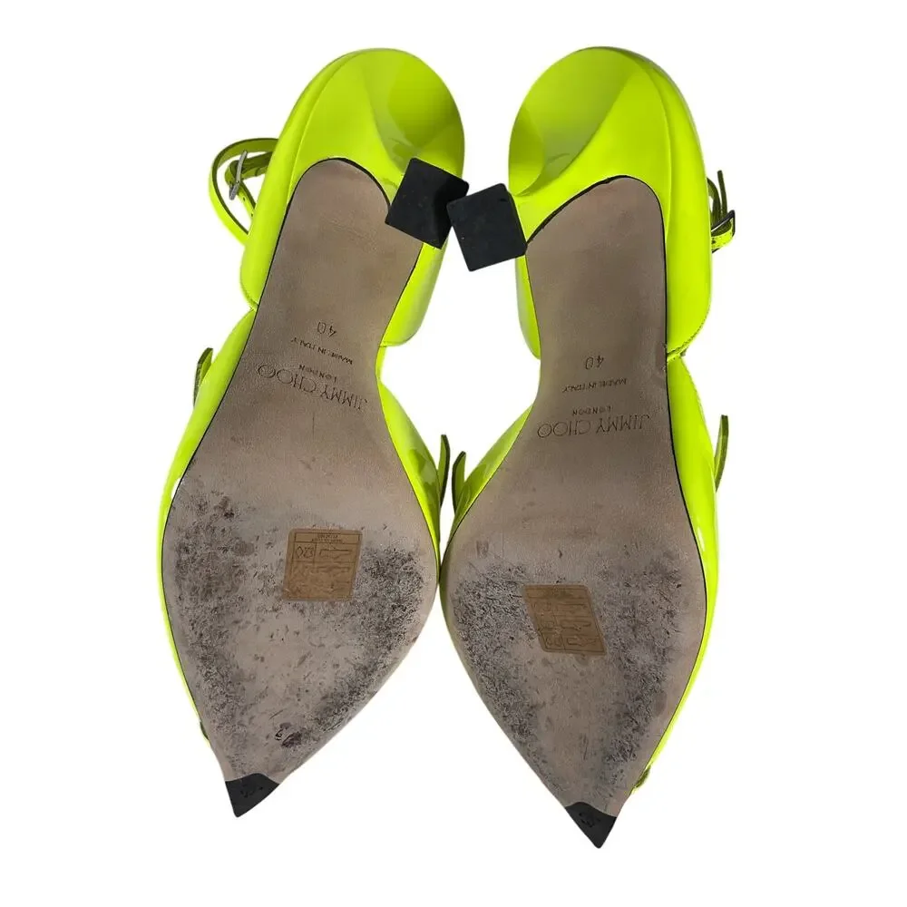 Jimmy Choo Neon Yellow Strap Heels Size IT 40 / US 10